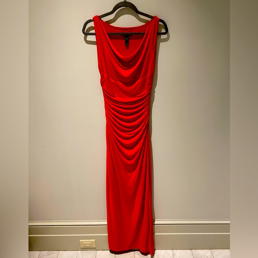 RALPH LAUREN COLUMN SILHOUETTE POPPY ORANGE WOMEN’S SIZE 4 EVENING GOWN